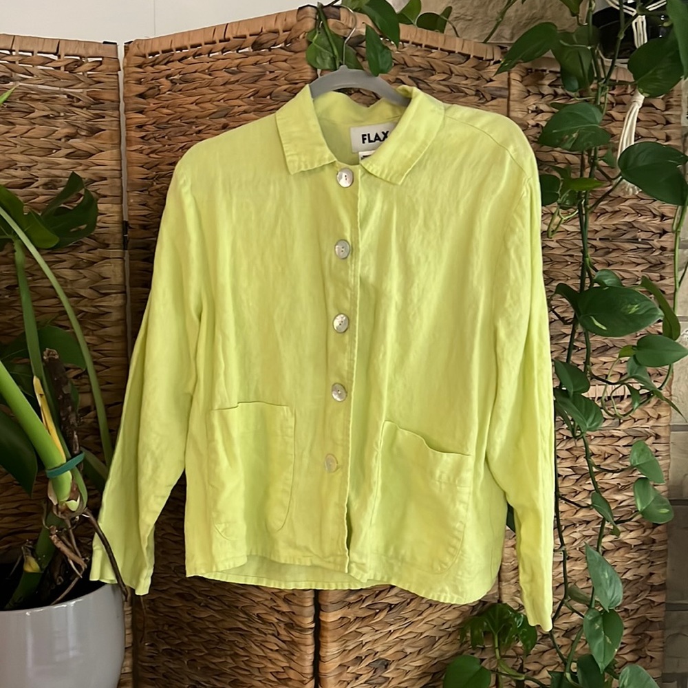 Flax linen chore jacket